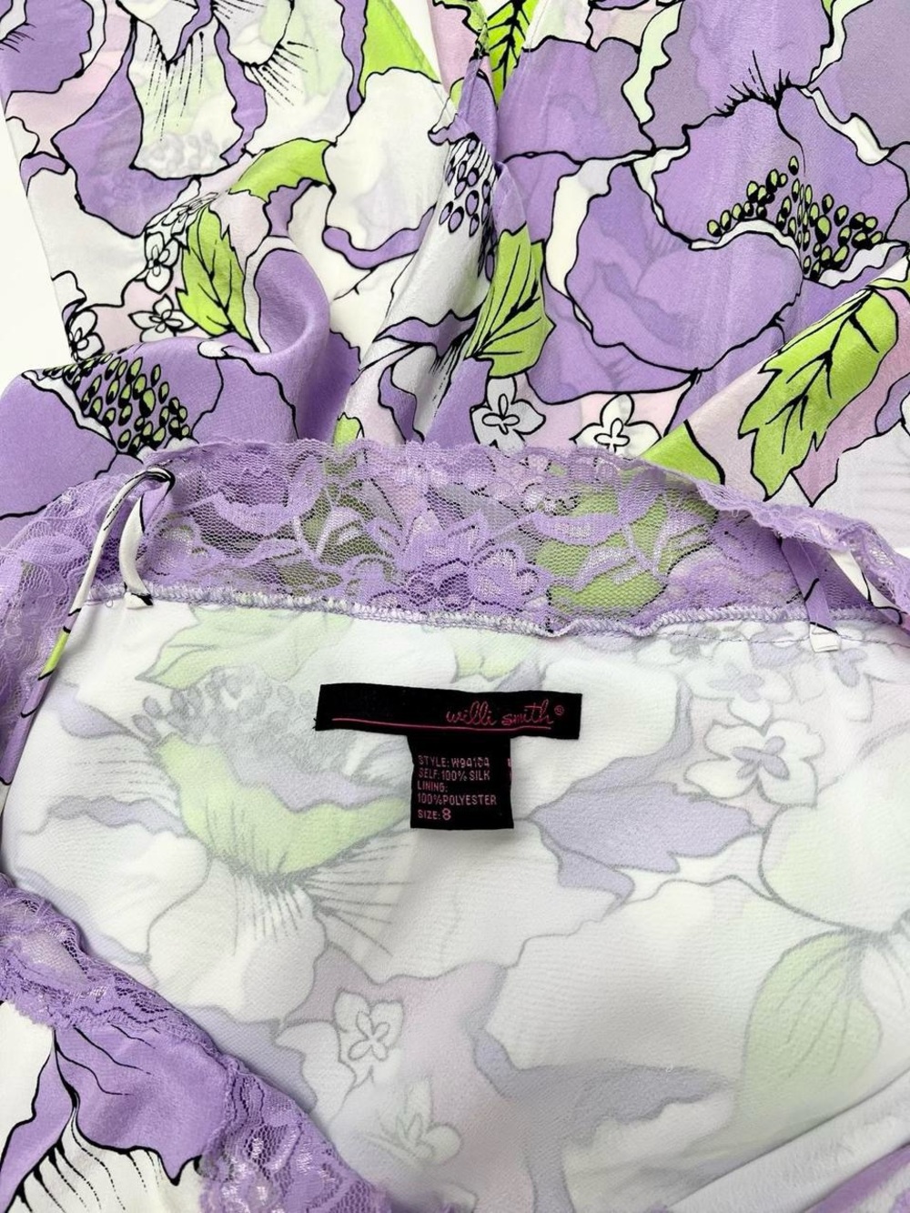 Willi Smith Lavender and Lime Floral Slip Dress - Picture 3 of 8